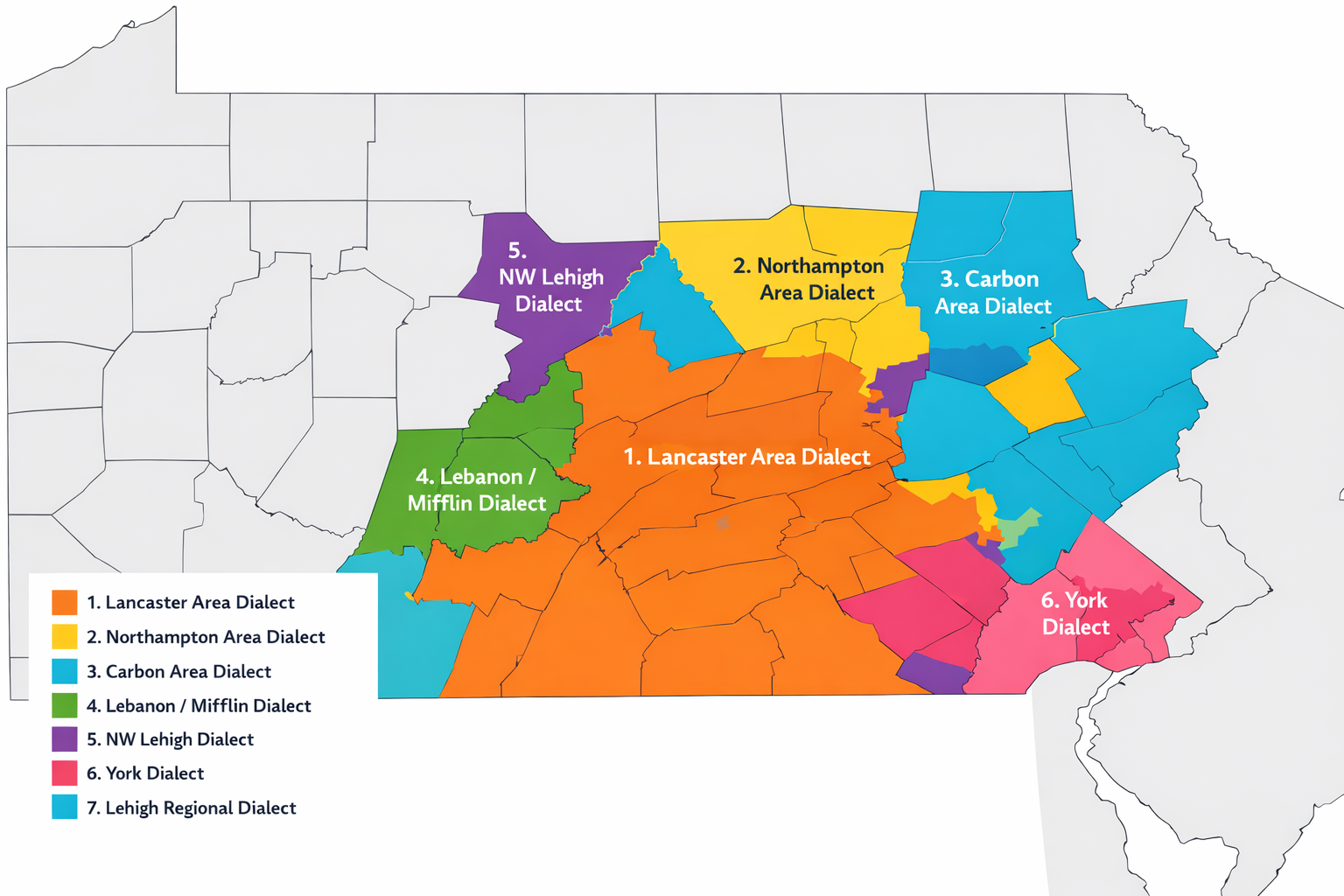 Map of Pennsylvania German dialects
